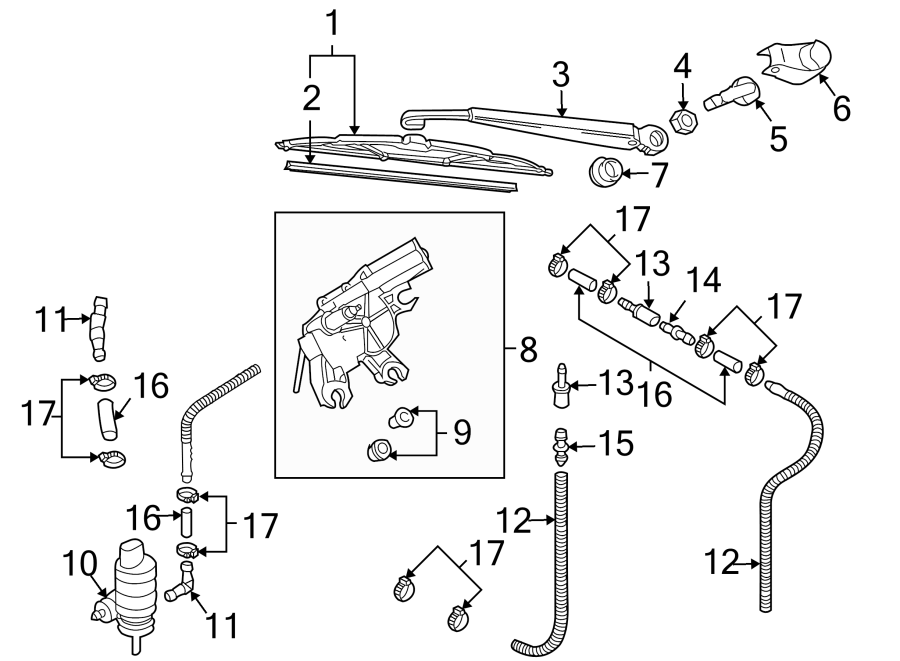 LIFT GATE. WIPER & WASHER COMPONENTS.