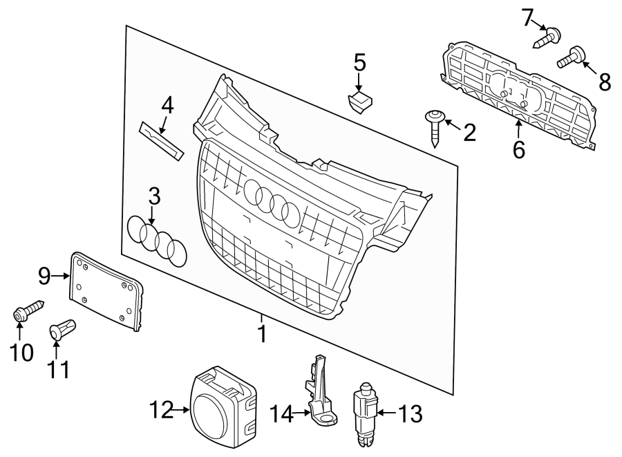 11FRONT BUMPER & GRILLE. GRILLE & COMPONENTS.https://images.simplepart.com/images/parts/motor/fullsize/1399016.png