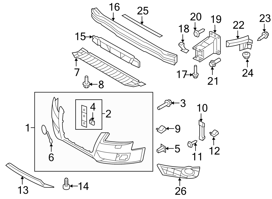 16FRONT BUMPER & GRILLE. BUMPER & COMPONENTS.https://images.simplepart.com/images/parts/motor/fullsize/1399027.png