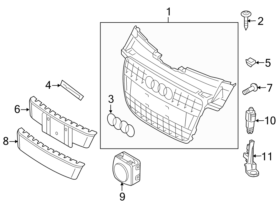 6FRONT BUMPER & GRILLE. GRILLE & COMPONENTS.https://images.simplepart.com/images/parts/motor/fullsize/1399029.png