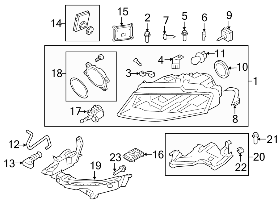 19FRONT LAMPS. HEADLAMP COMPONENTS.https://images.simplepart.com/images/parts/motor/fullsize/1399040.png