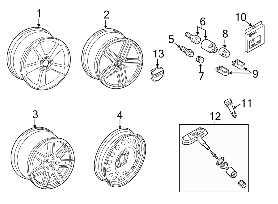 Diagram WHEELS. COVERS & TRIM. for your Audi SQ8  