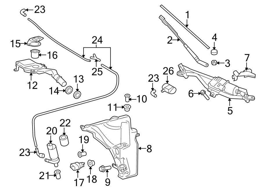 WINDSHIELD. WIPER & WASHER COMPONENTS.