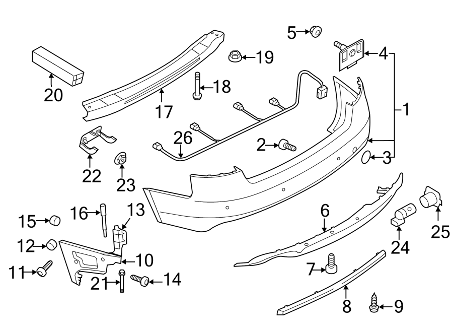 1REAR BUMPER. BUMPER & COMPONENTS.https://images.simplepart.com/images/parts/motor/fullsize/1399985.png