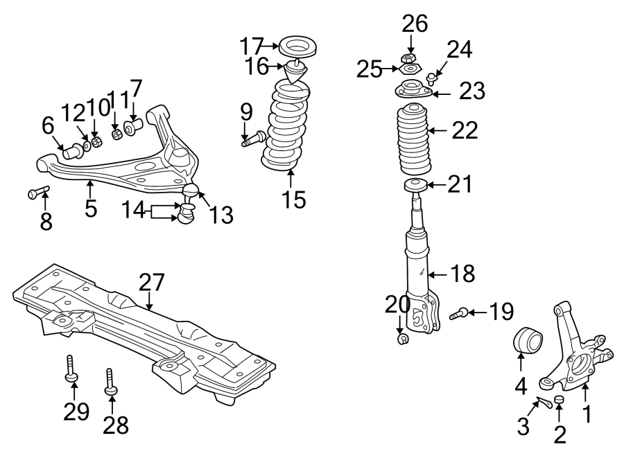 16Front suspension. Suspension components.https://images.simplepart.com/images/parts/motor/fullsize/1411180.png