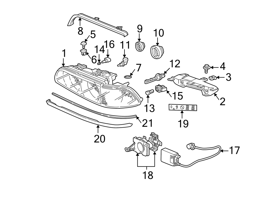 11Front lamps. Headlamp components.https://images.simplepart.com/images/parts/motor/fullsize/1911025.png