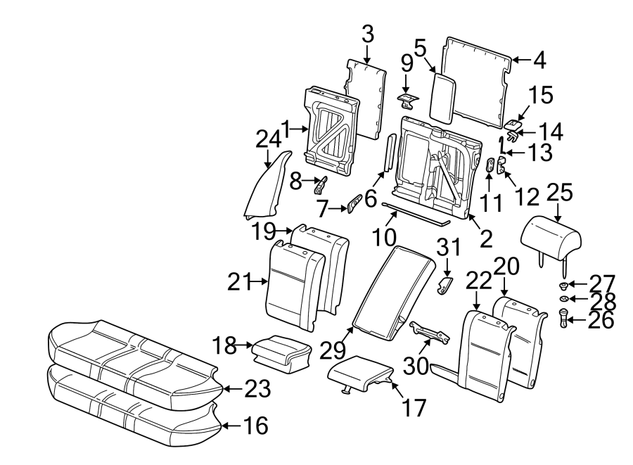 29Seats & tracks. Rear seat components.https://images.simplepart.com/images/parts/motor/fullsize/1911417.png