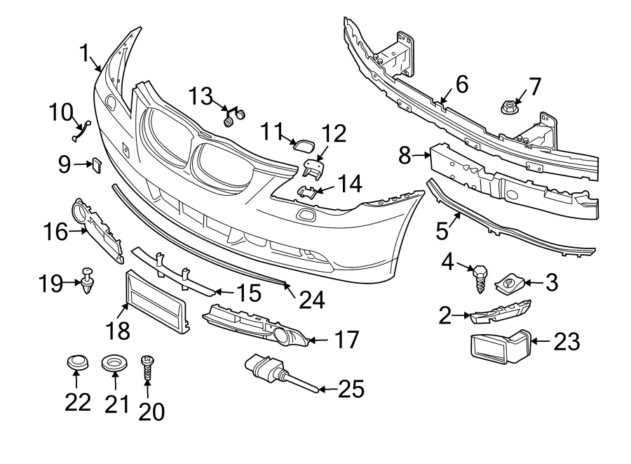 Front bumper & grille. Bumper & components.