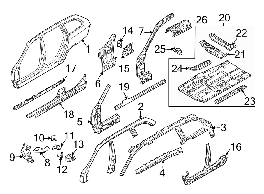 26PILLARS. ROCKER & FLOOR. CENTER PILLAR & ROCKER. HINGE PILLAR. UNISIDE.https://images.simplepart.com/images/parts/motor/fullsize/1912905.png