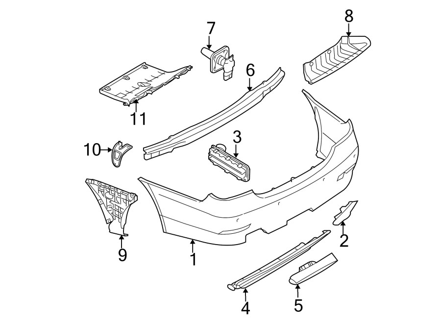 REAR BUMPER. BUMPER & COMPONENTS.