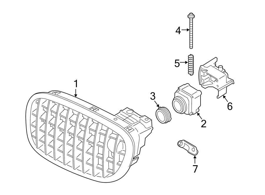 FRONT BUMPER & GRILLE. GRILLE & COMPONENTS.