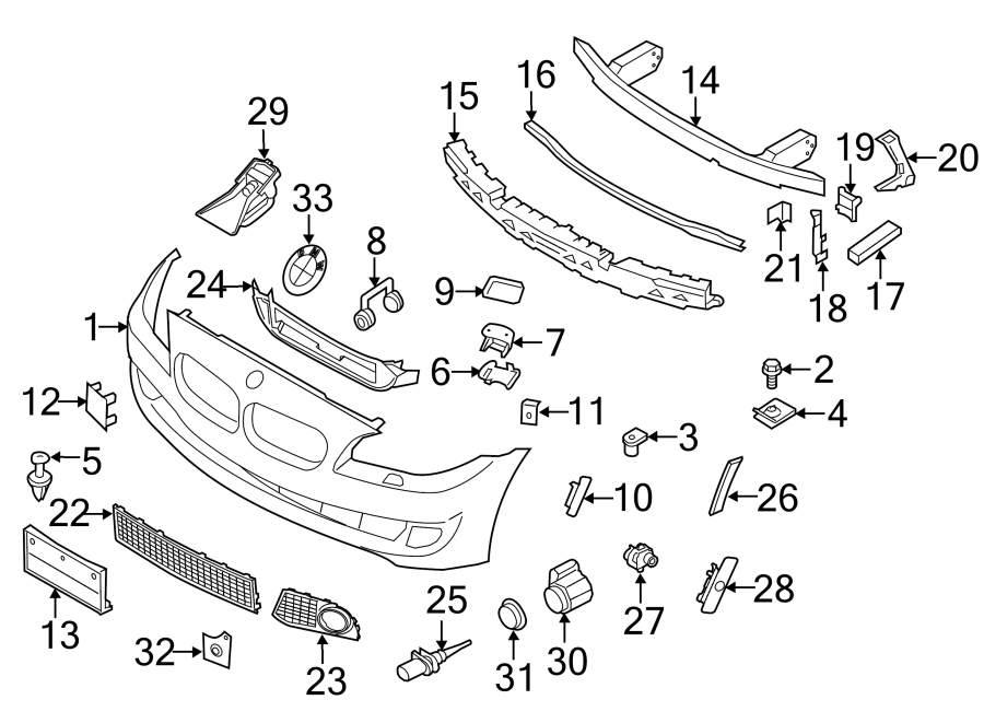 Front bumper & grille. Bumper & components.