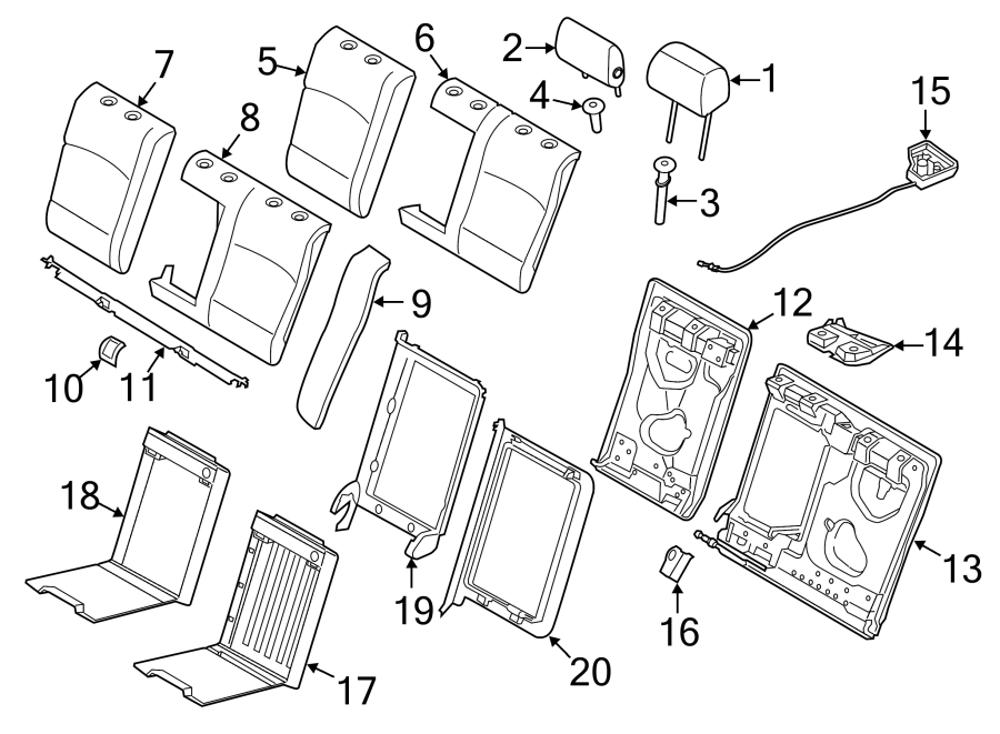 Seats & tracks. Rear seat components.