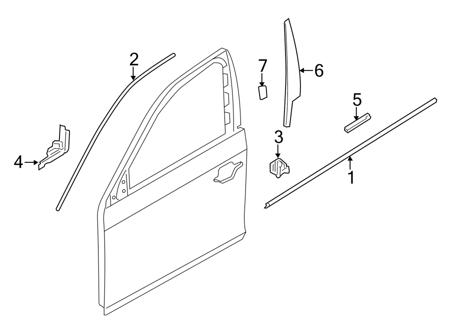 3Front door. Exterior trim.https://images.simplepart.com/images/parts/motor/fullsize/1913645.png