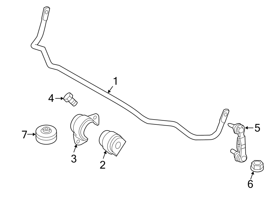 REAR SUSPENSION. STABILIZER BAR & COMPONENTS.