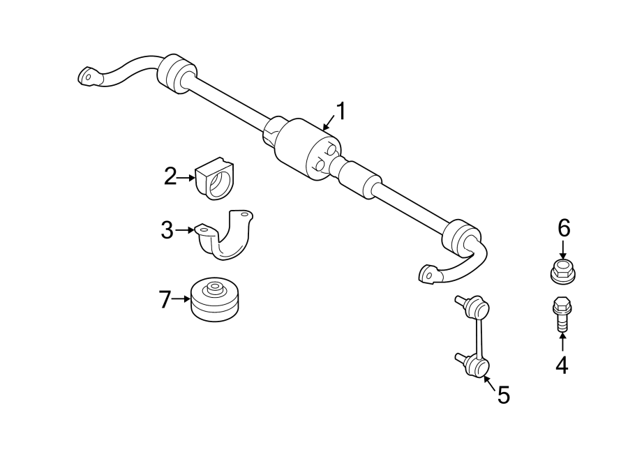 REAR SUSPENSION. STABILIZER BAR & COMPONENTS.