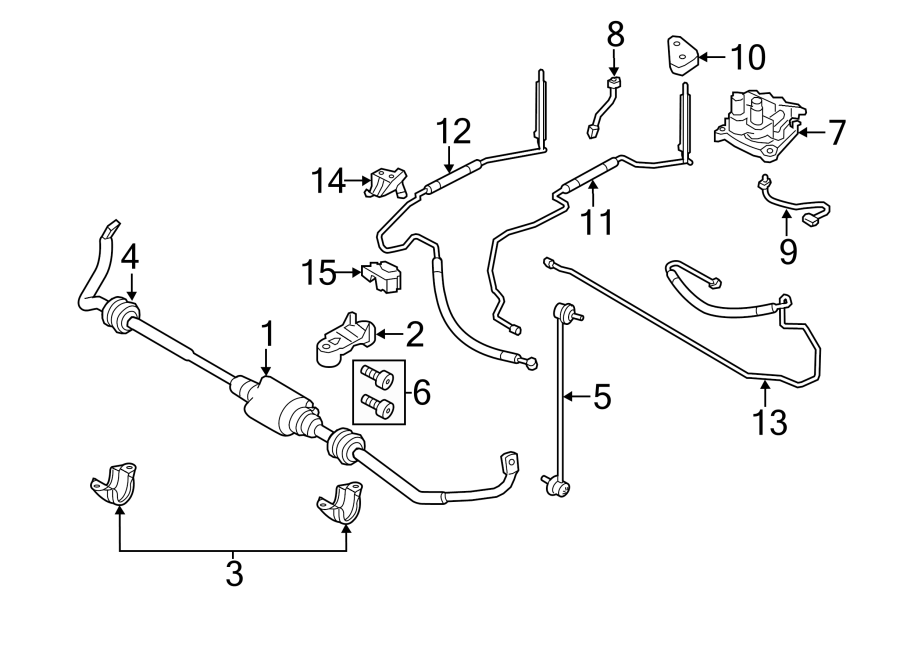 FRONT SUSPENSION. STABILIZER BAR & COMPONENTS.