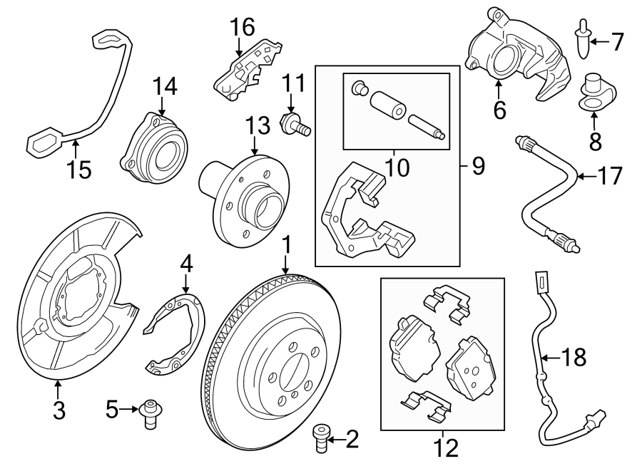 14Rear suspension. Brake components.https://images.simplepart.com/images/parts/motor/fullsize/1914745.png