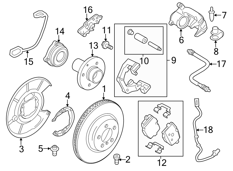 9Rear suspension. Brake components.https://images.simplepart.com/images/parts/motor/fullsize/1914745.png