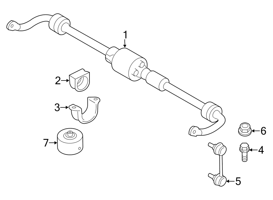 REAR SUSPENSION. STABILIZER BAR & COMPONENTS.