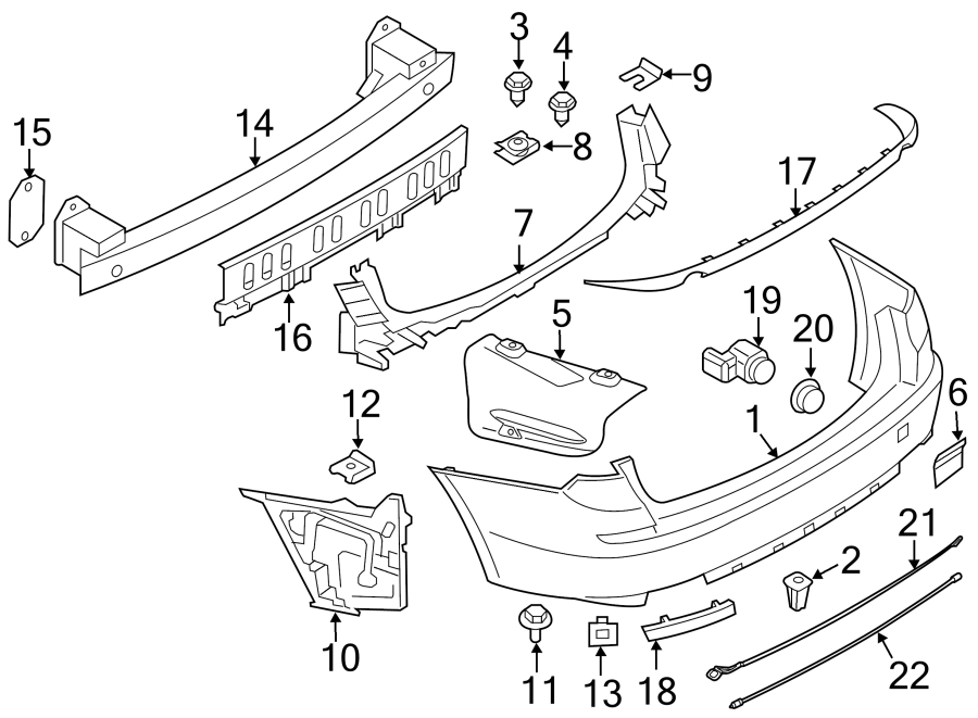 Rear bumper. Bumper & components.