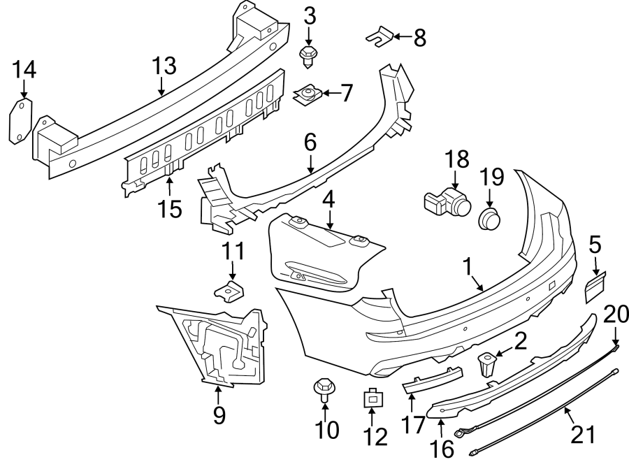 REAR BUMPER. BUMPER & COMPONENTS.