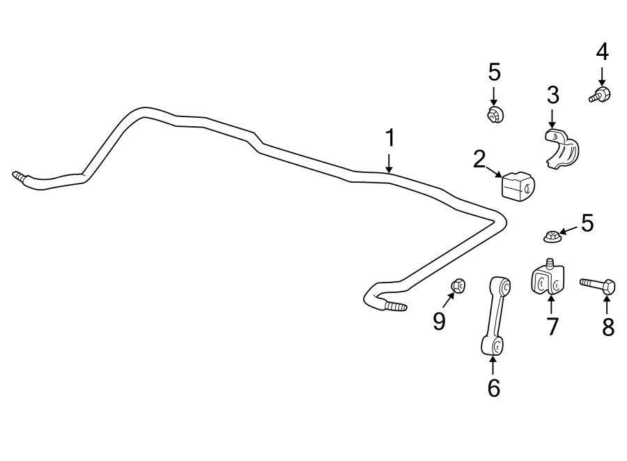 REAR SUSPENSION. STABILIZER BAR & COMPONENTS.