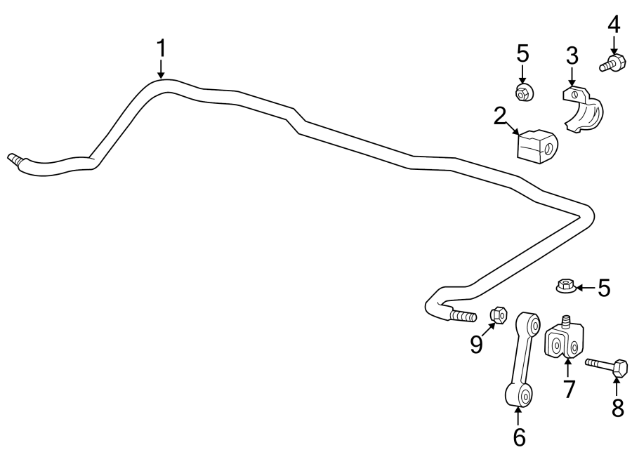 REAR SUSPENSION. STABILIZER BAR & COMPONENTS.