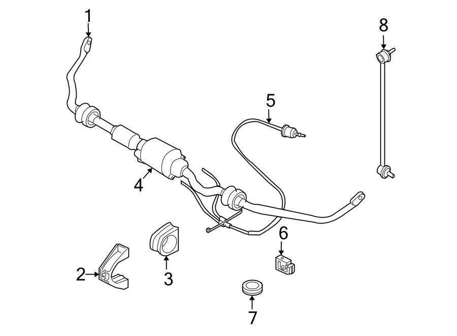 FRONT SUSPENSION. STABILIZER BAR & COMPONENTS.