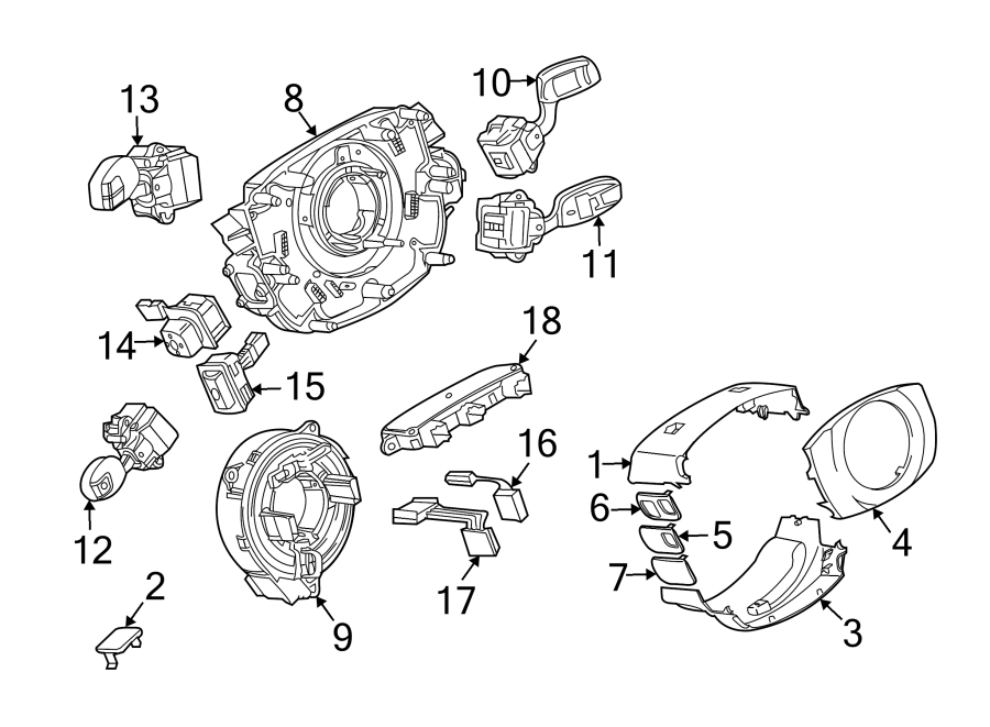 STEERING COLUMN. SHROUD. SWITCHES & LEVERS.