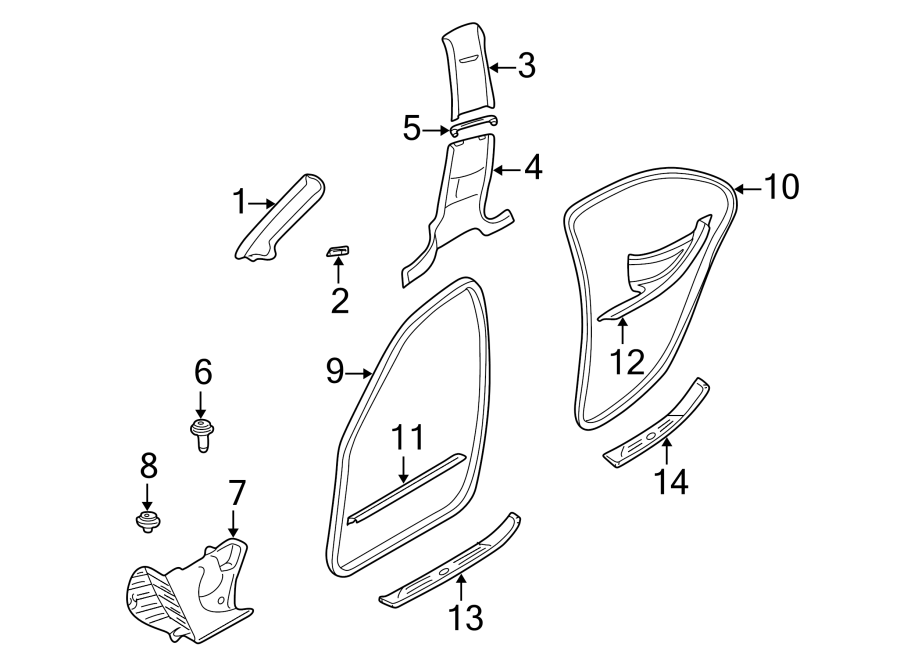 14Pillars. Rocker & floor. Interior trim.https://images.simplepart.com/images/parts/motor/fullsize/1920400.png