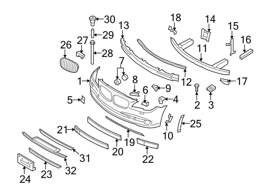 Front bumper. Bumper & components.