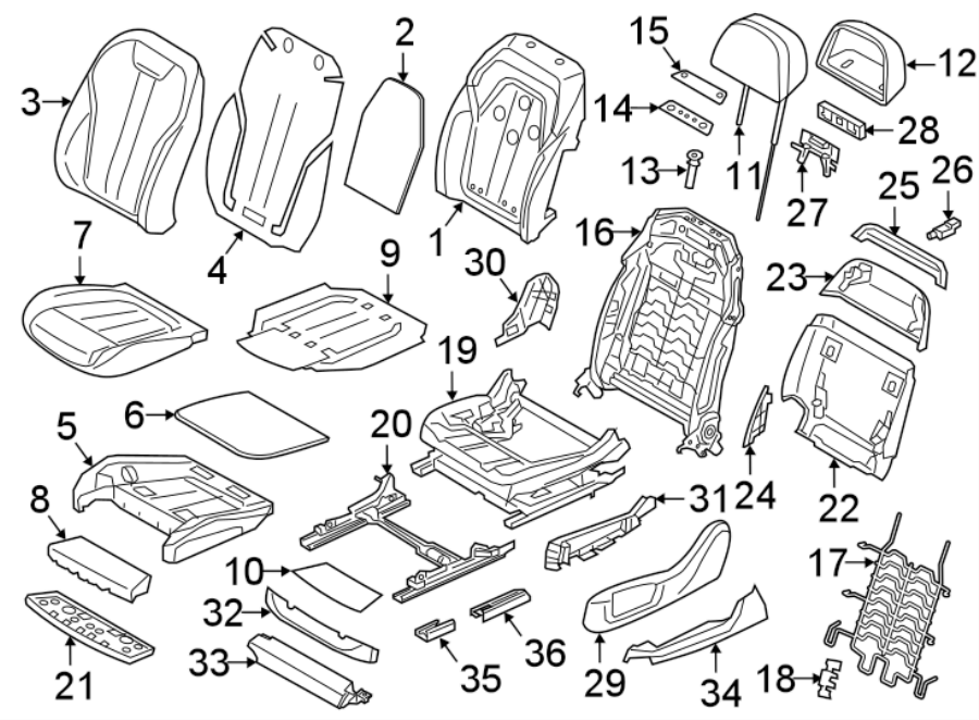 SEATS & TRACKS. PASSENGER SEAT COMPONENTS.