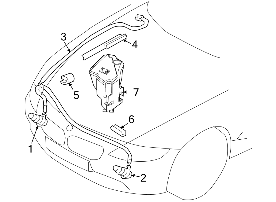 FRONT LAMPS. WASHER COMPONENTS.