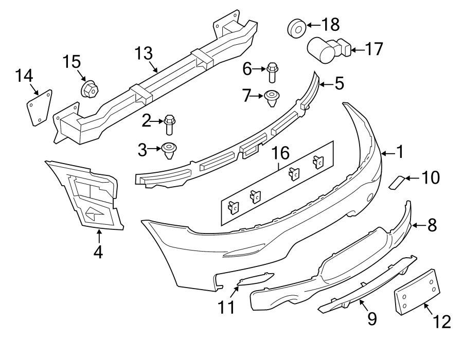 REAR BUMPER. BUMPER & COMPONENTS.