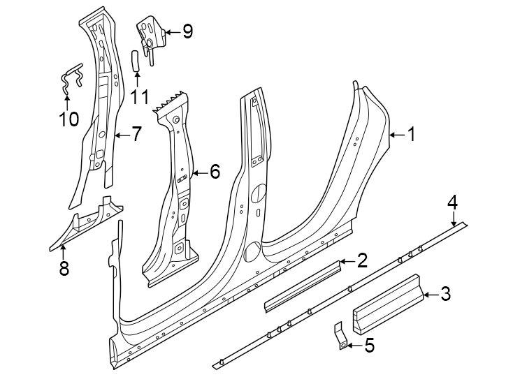 7Pillars. Rocker & floor. Center pillar & rocker.https://images.simplepart.com/images/parts/motor/fullsize/1927665.png