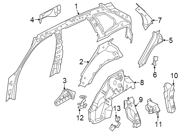 12Quarter panel. Inner structure.https://images.simplepart.com/images/parts/motor/fullsize/1927790.png