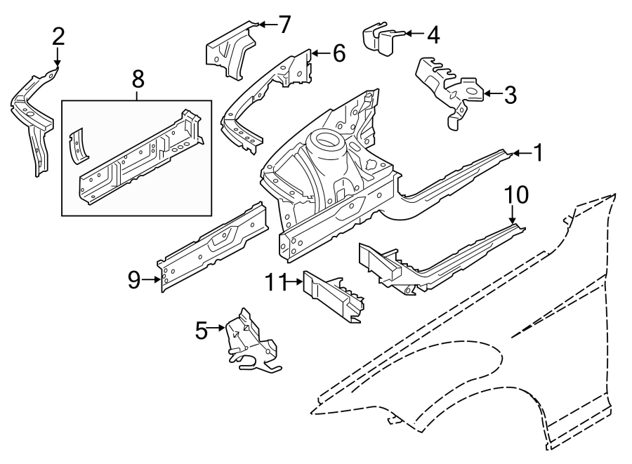 FENDER. STRUCTURAL COMPONENTS & RAILS.