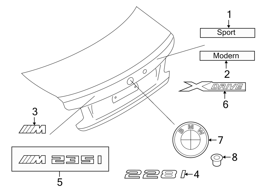 TRUNK LID. EXTERIOR TRIM.