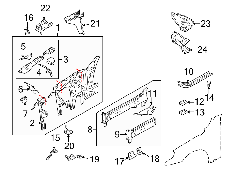 FENDER. STRUCTURAL COMPONENTS & RAILS.