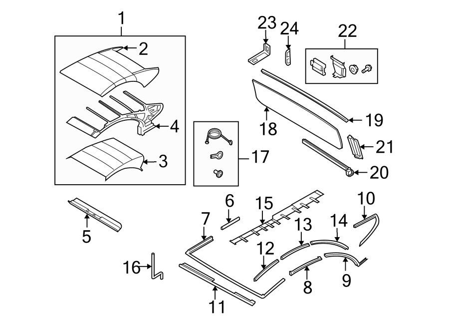 CONVERTIBLE/SOFT TOP. FRAME & COMPONENTS.