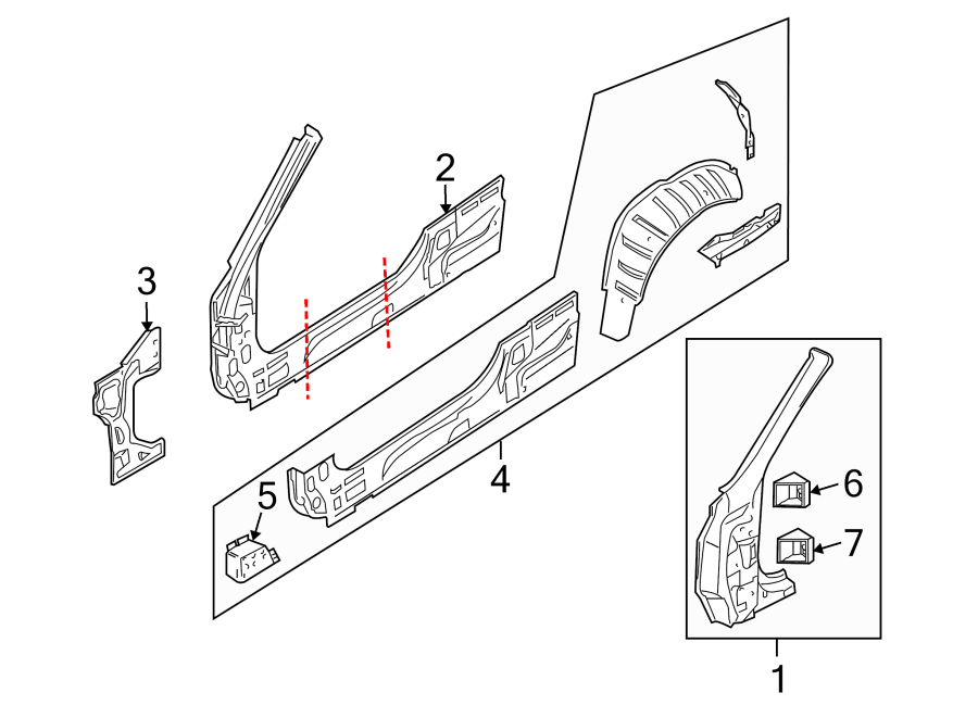 PILLARS. ROCKER & FLOOR. HINGE PILLAR.