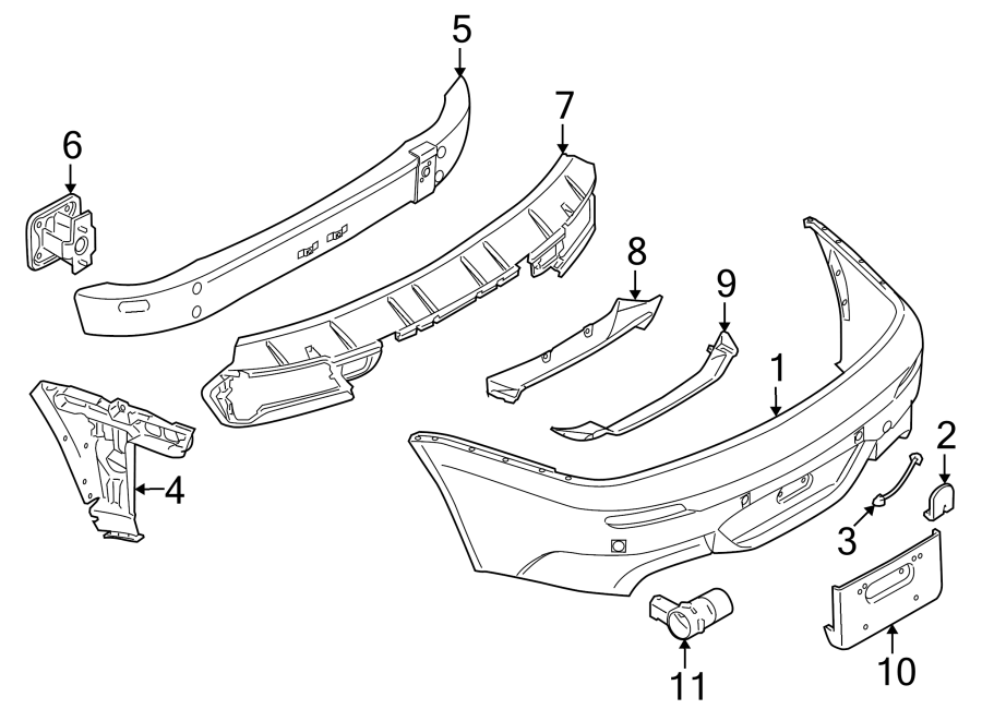 REAR BUMPER. BUMPER & COMPONENTS.