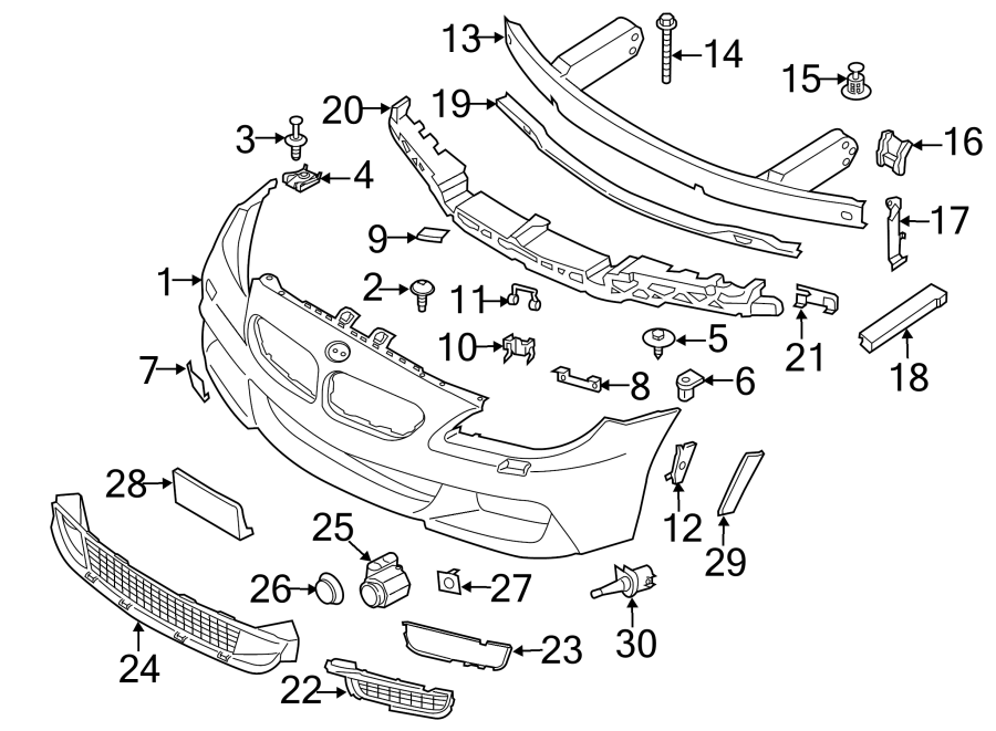 Front bumper. Bumper & components.