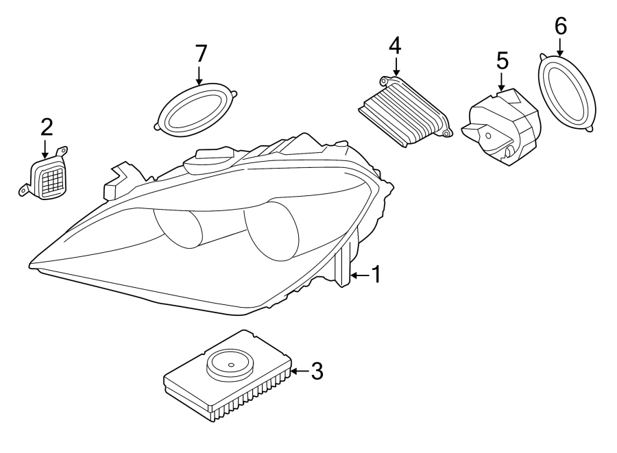 FRONT LAMPS. HEADLAMP COMPONENTS.