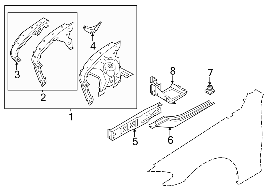 FENDER. STRUCTURAL COMPONENTS & RAILS.