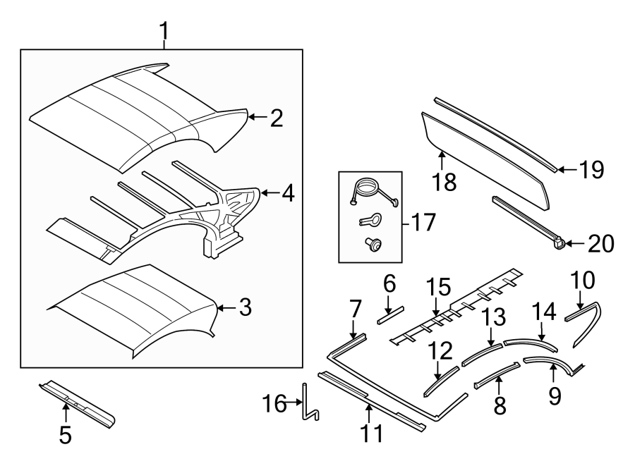 CONVERTIBLE/SOFT TOP. FRAME & COMPONENTS.