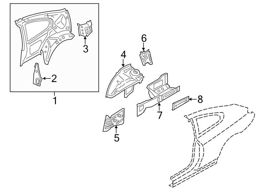 QUARTER PANEL. INNER STRUCTURE.