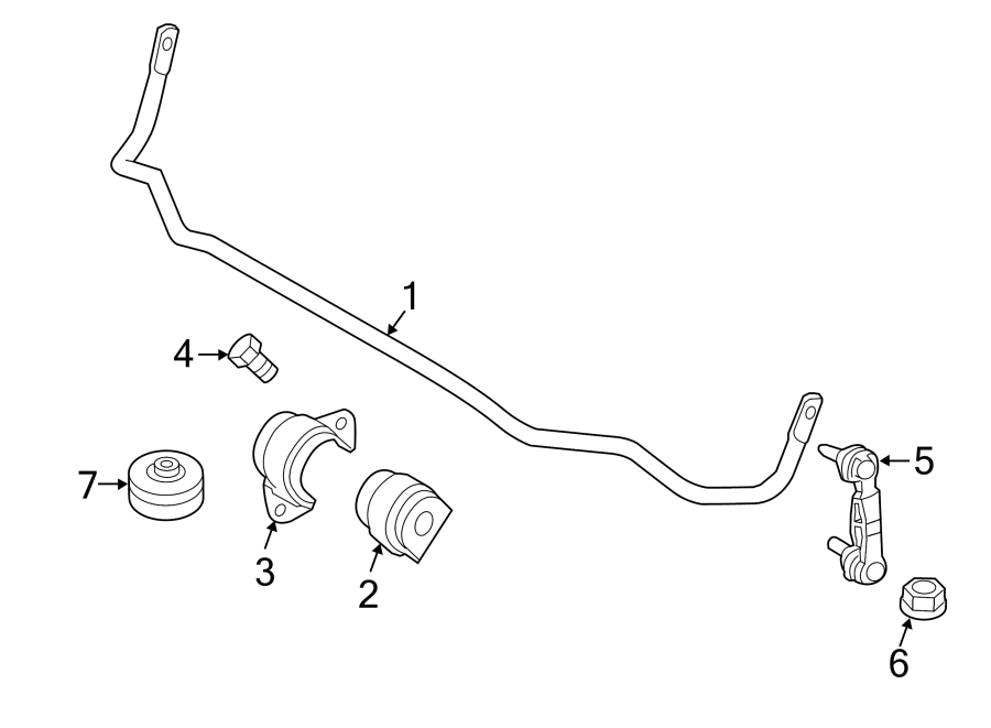 Rear suspension. Stabilizer bar & components.