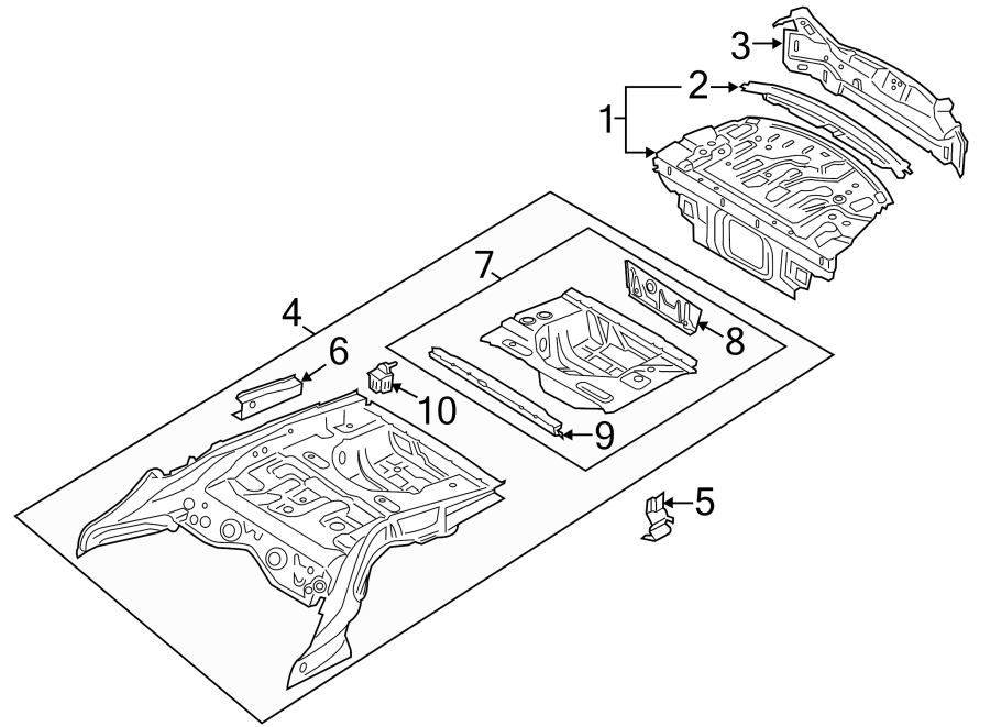 Rear body & floor. Floor & rails.